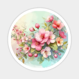 Colorful Watercolor Spring Flowers Magnet